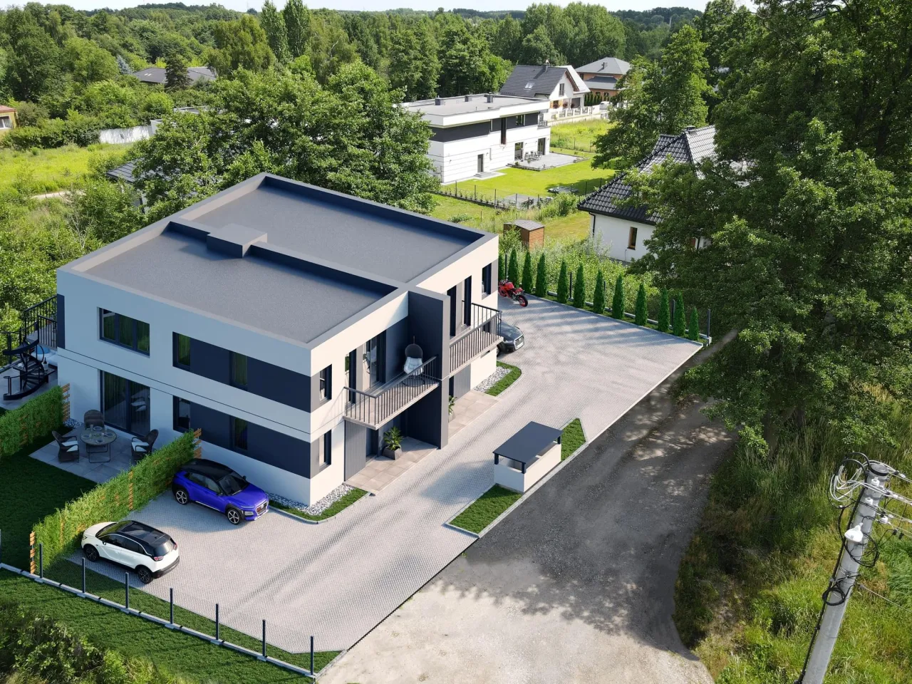 wizualizacja projektu deweloperskiego lub budowa osiedla