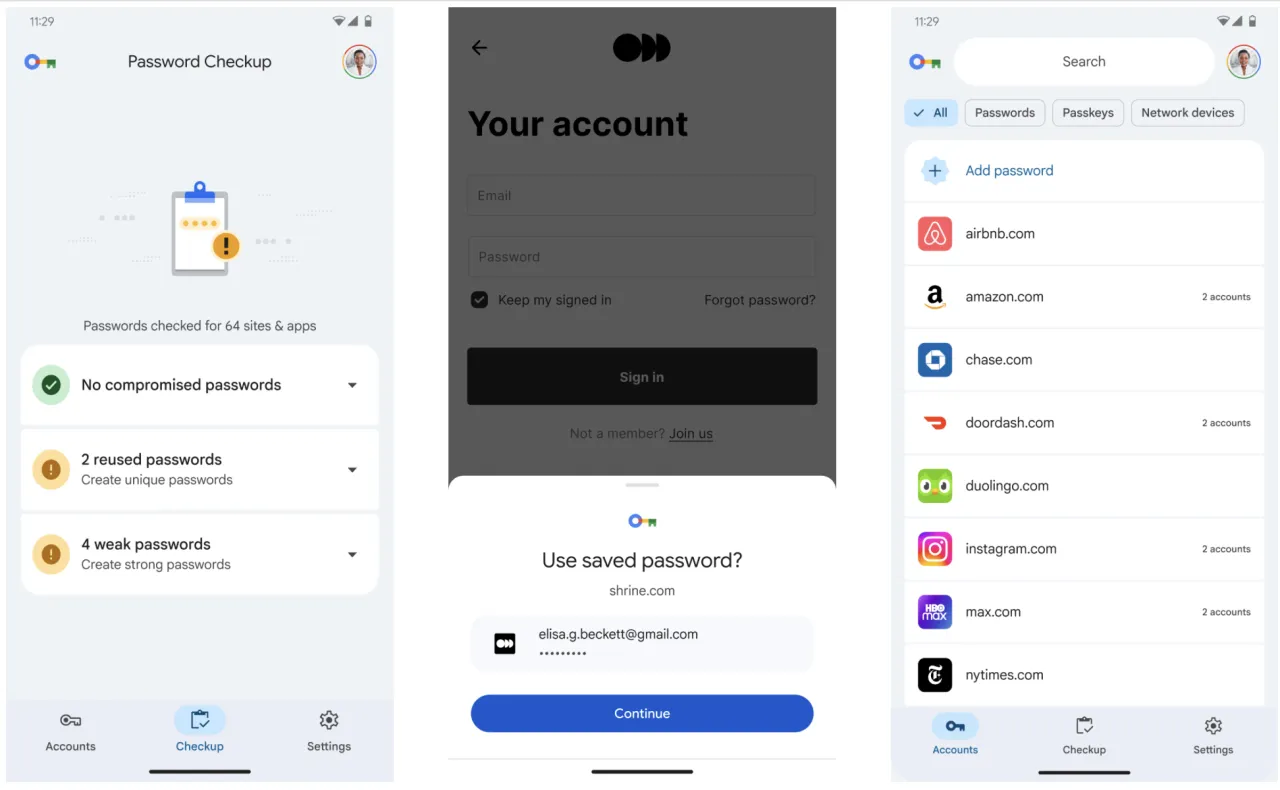 Menedżer haseł Google Android
