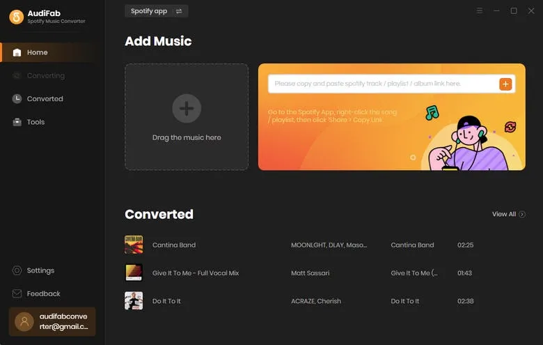 Spotify music converter interface