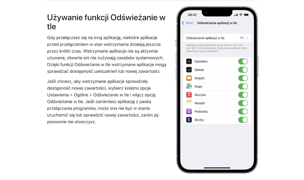 iPhone 11 ustawienia odświeżanie w tle