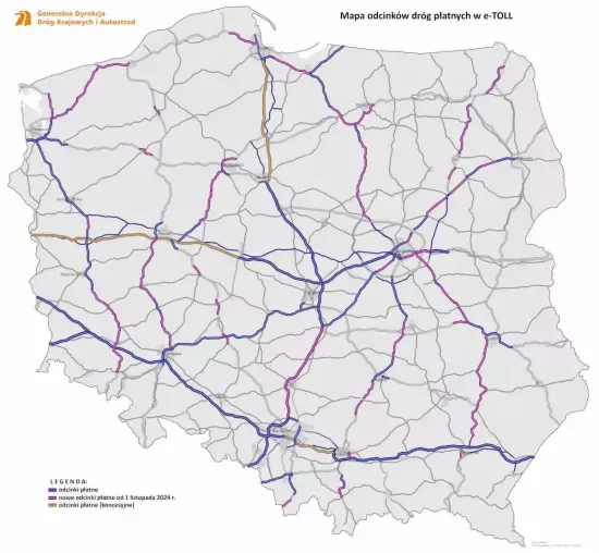 Mapa autostrady A1 odcinek Toruń Gorzyczki GDDKiA