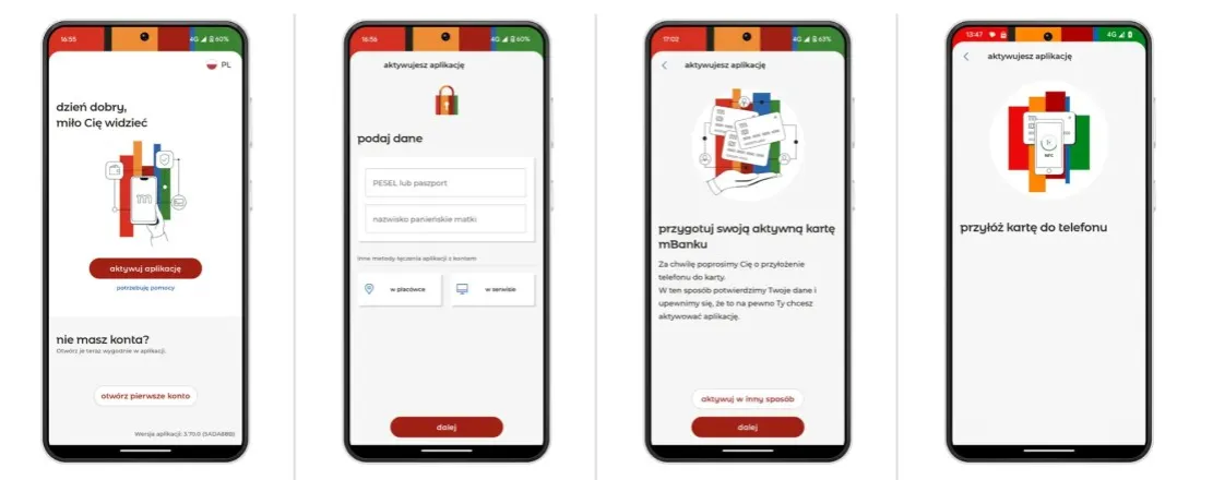 aplikacja mBank odblokowanie karty ekran