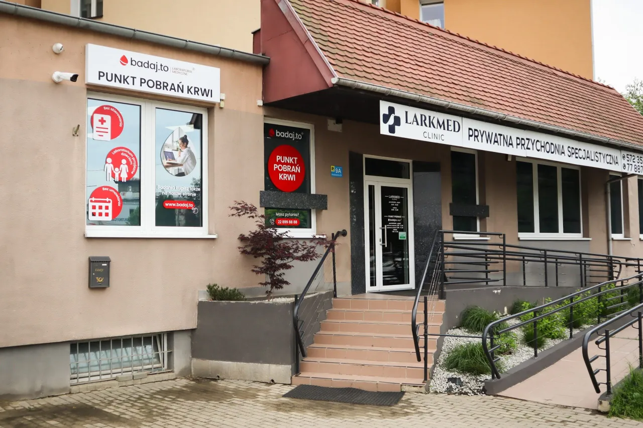 Punkt pobrań krwi badaj.to i przychodnia LARKMED CLINIC. Szybka diagnostyka gdzie laboratorium oferuje badania bez skierowania i umawiania.