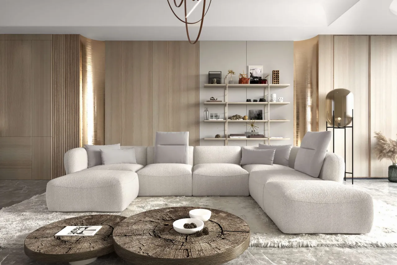 Nowoczesne meble salon organiczne kształty