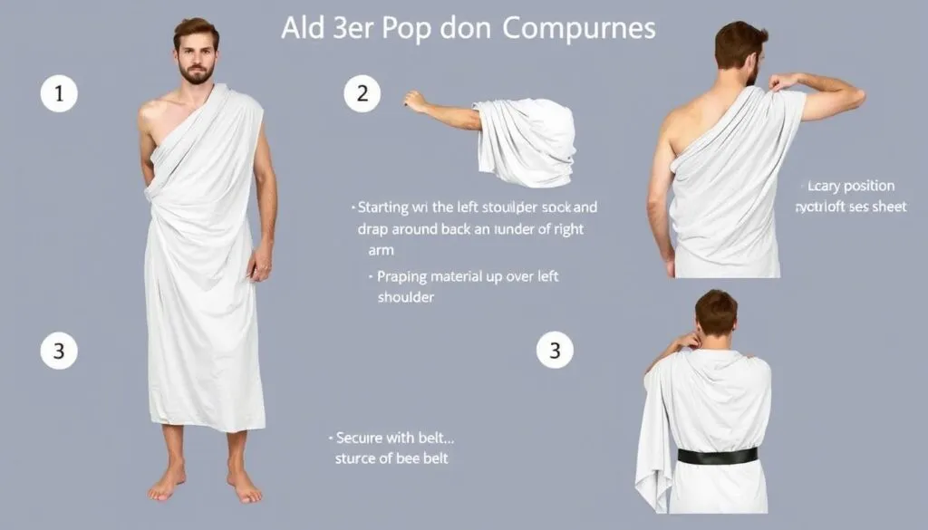 strój grecki dla chłopca z prześcieradła