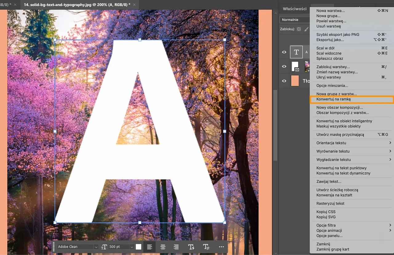 Panel Znak i Akapit Photoshop