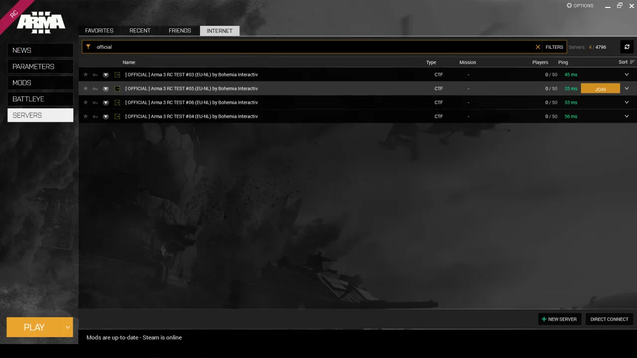 Arma 3 Launcher interfejs