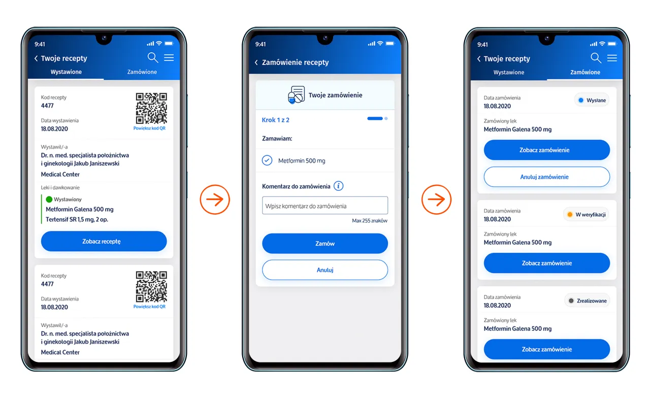 aplikacja mojeIKP ekran gł&oacute;wny recepty
