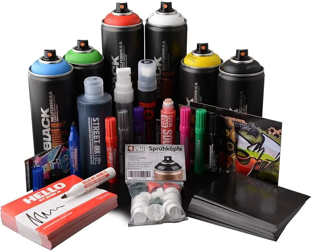 Graffiti Ausr&uuml;stung Anf&auml;nger Spr&uuml;hdosen Caps Maske Handschuhe