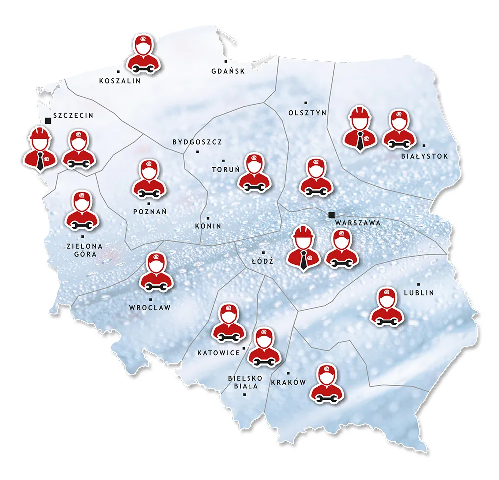 Mapa Polski lokalizacje myjni samoobsługowych