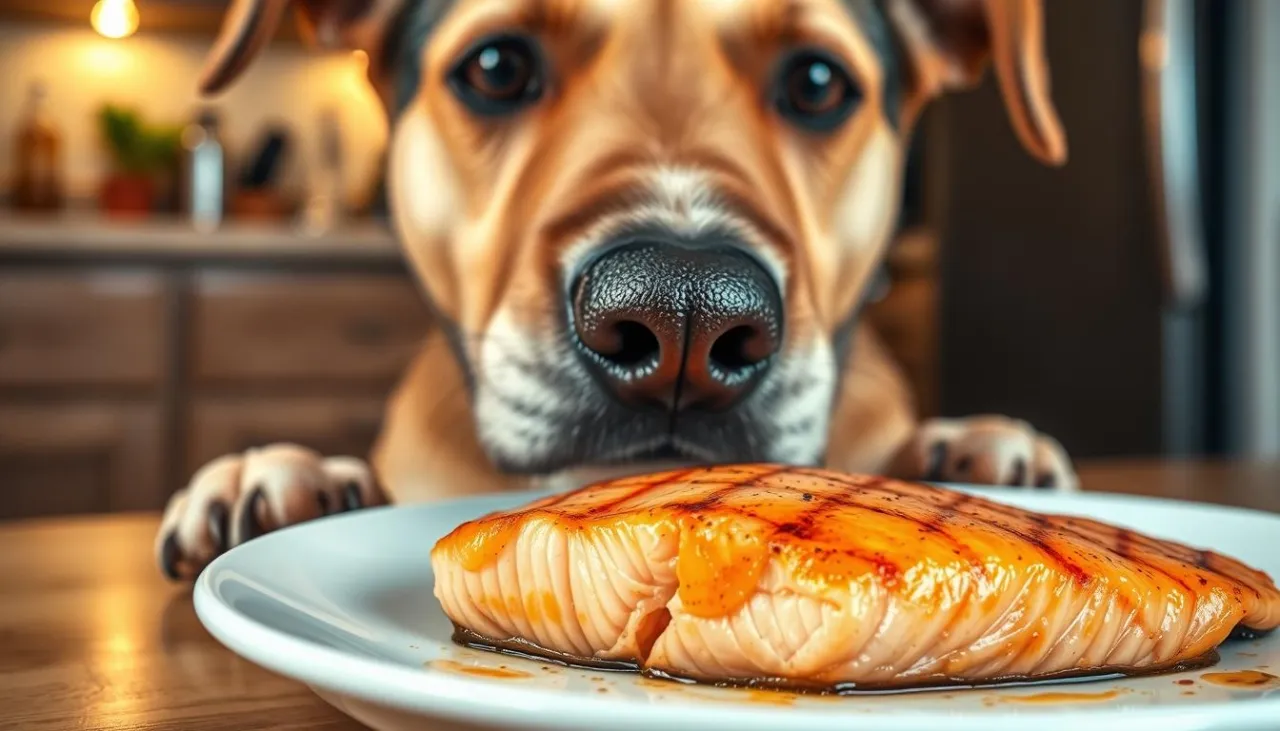 kawałki surowego łososia przygotowane dla psa