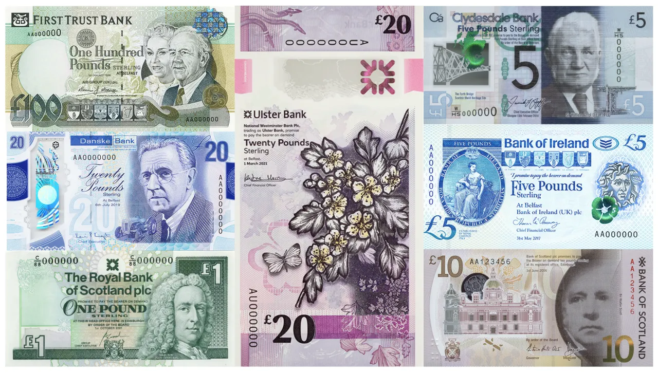 Banknoty i monety funta szterlinga GBP