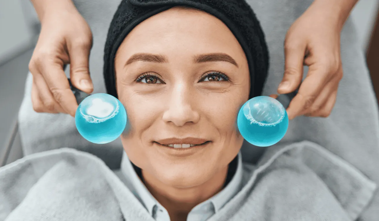 Kostki lodu z zielonej herbaty do twarzy