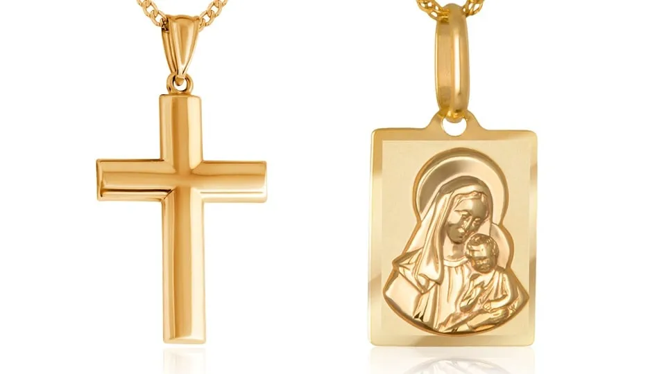 Krzyżyk i medalik na łańcuszek komunijny dla chłopca