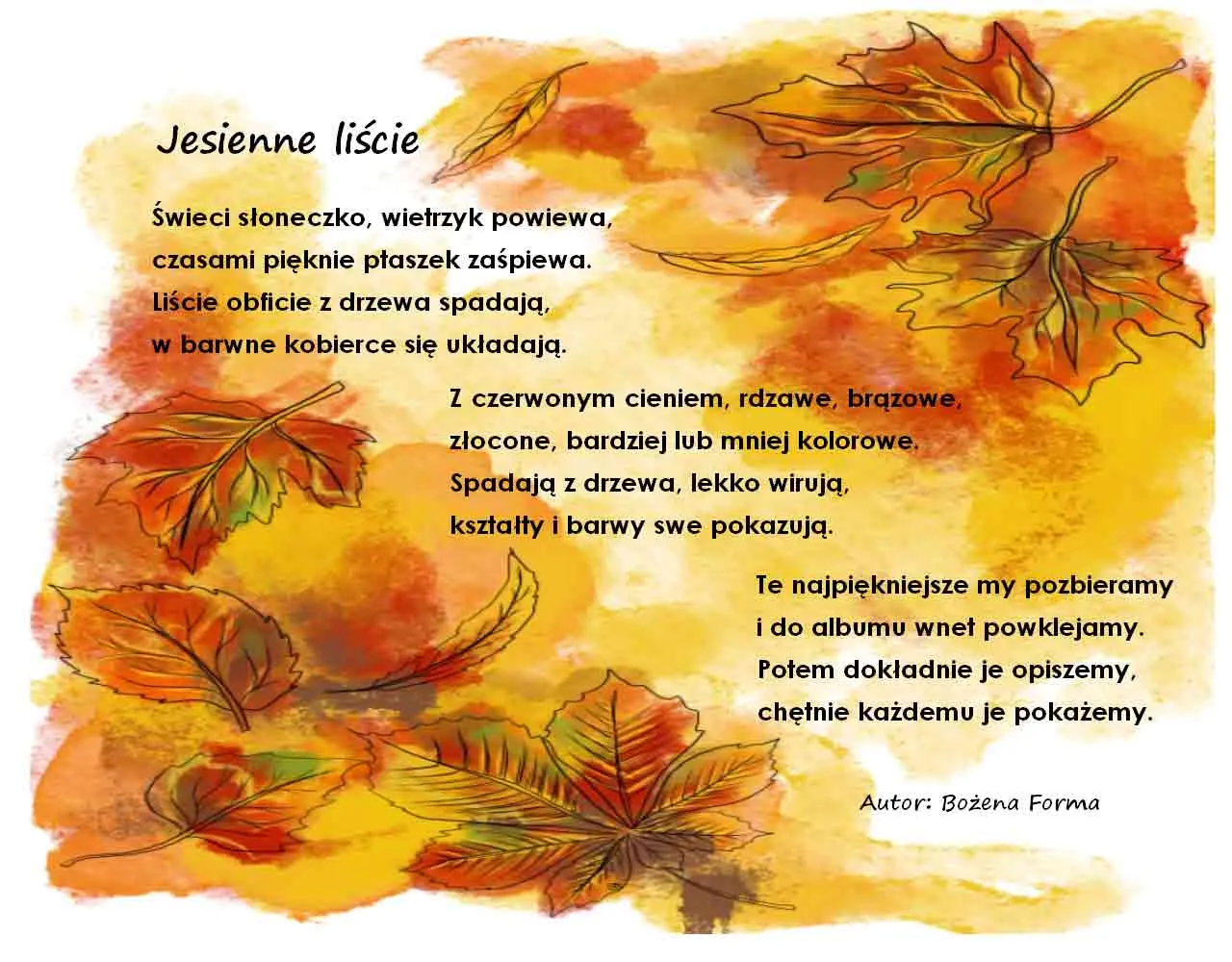 Dzieci recytujące wiersz o jesieni w przedszkolu