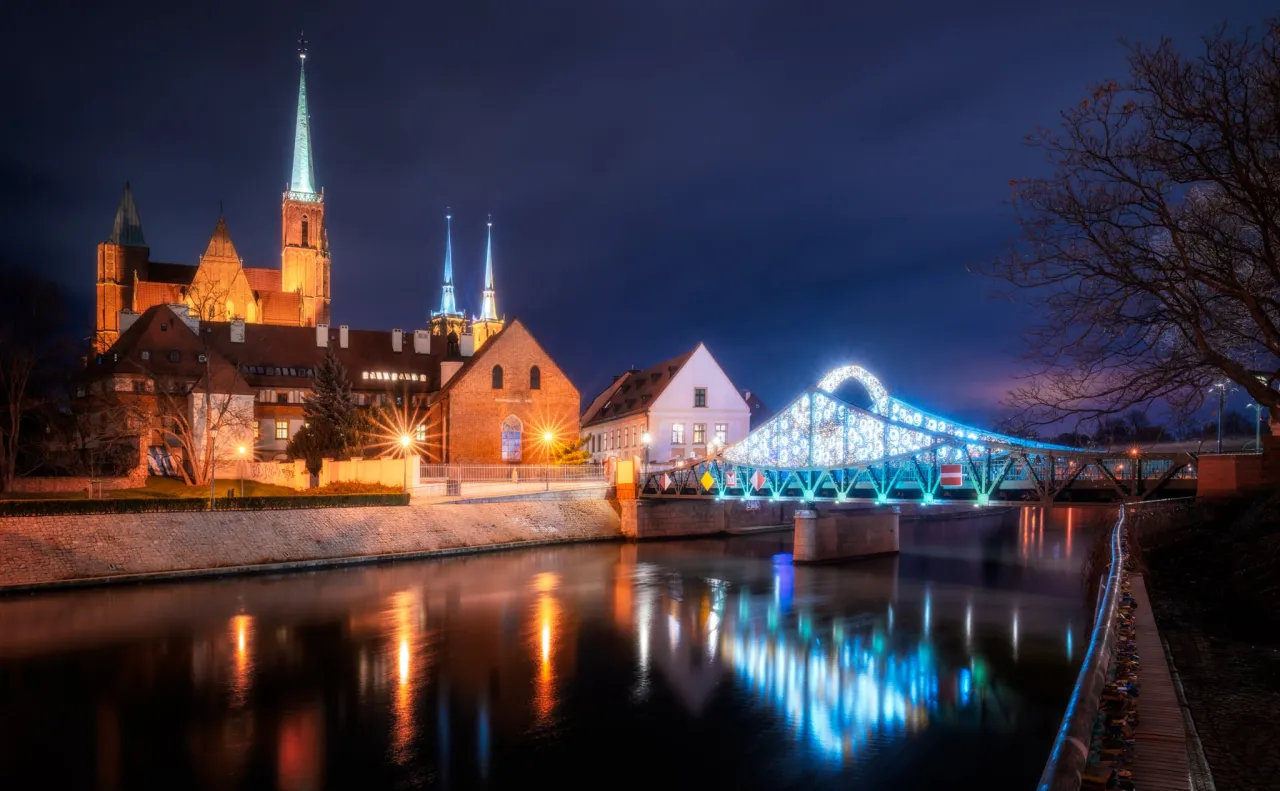 Wrocław Ostrów Tumski nocą