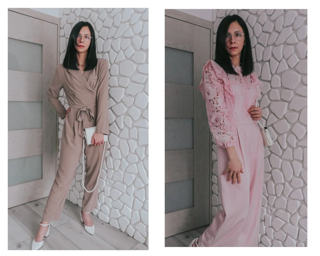 r&oacute;żowy kombinezon i białe sneakersy stylizacja na co dzień