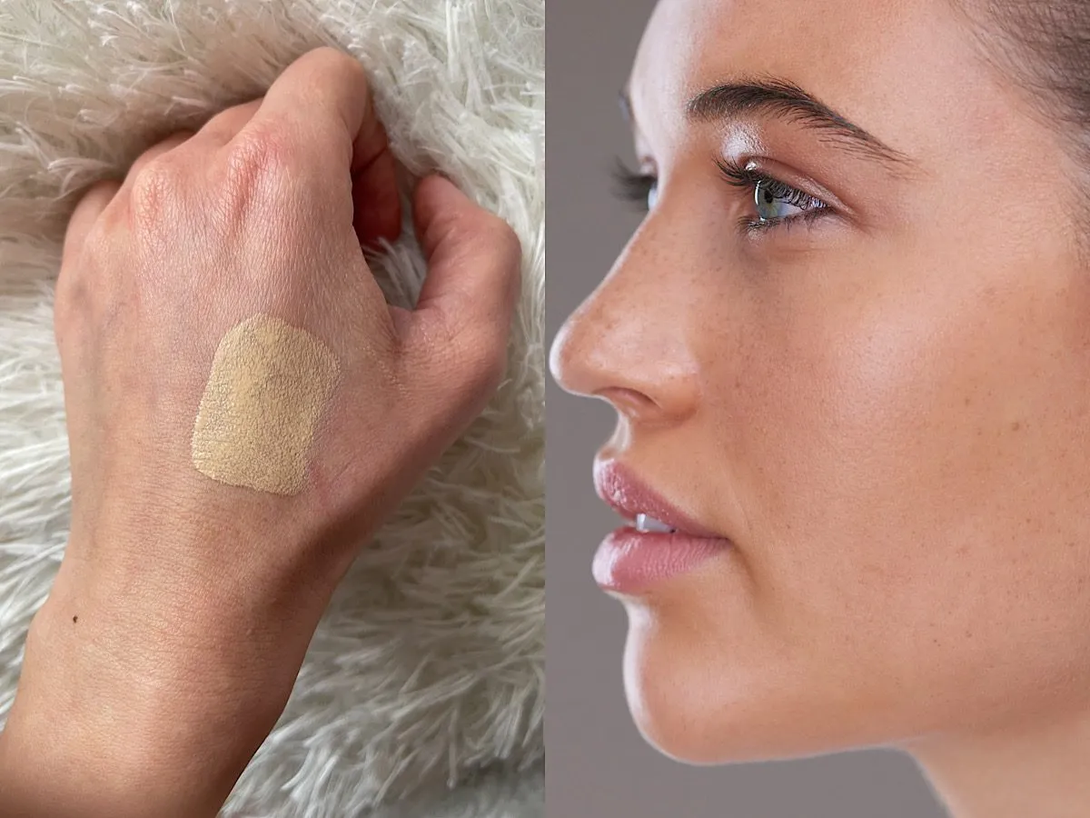 Swatche podkładu Yves Rocher Zero Niedoskonałości na r&oacute;żnych karnacjach