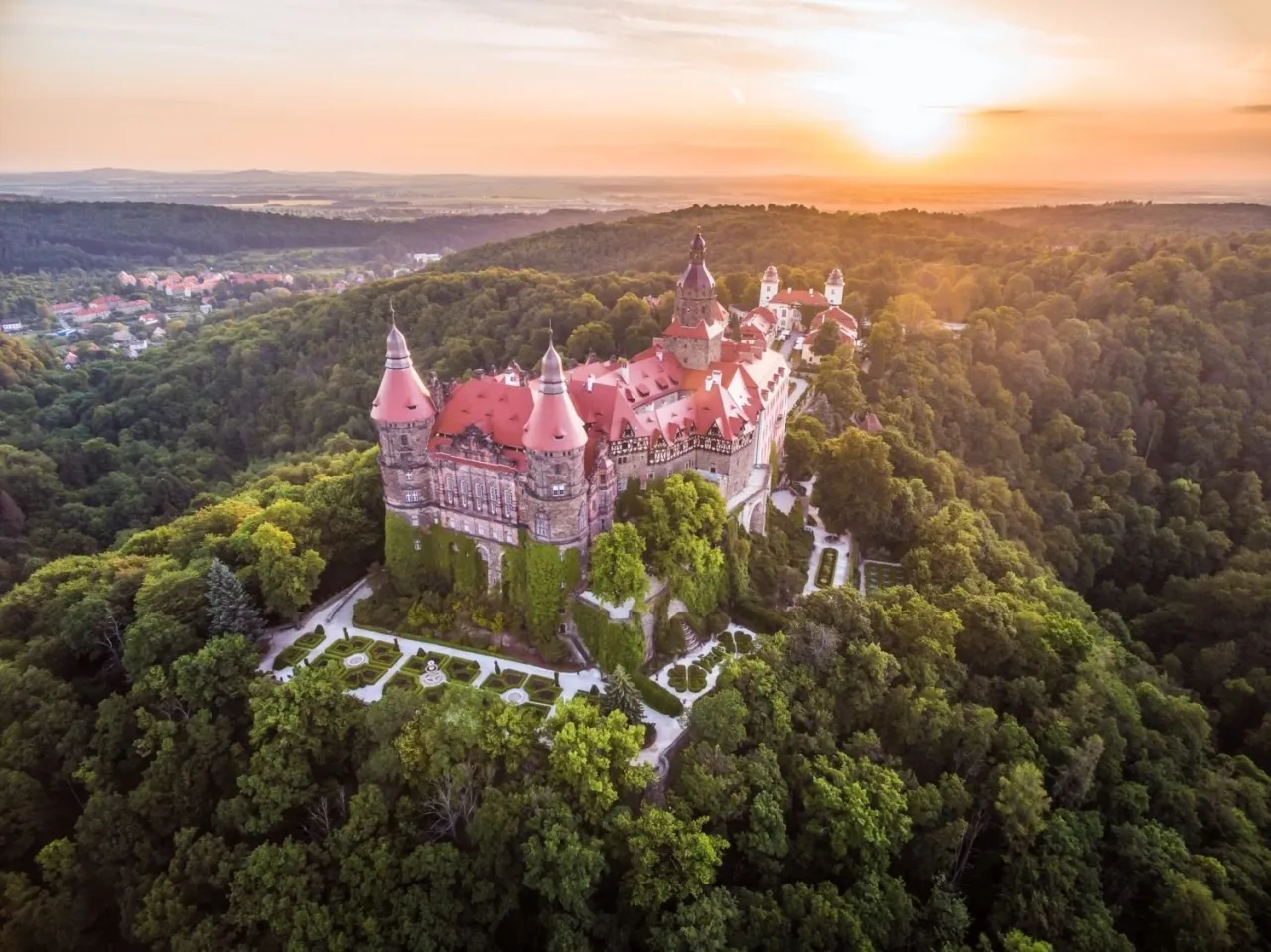 Zamek Książ panoramiczny widok