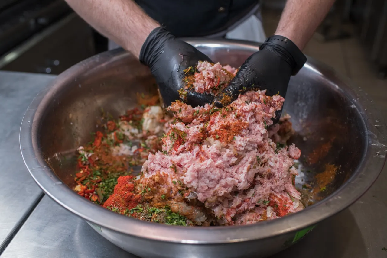 mielenie mięsa na kiełbasę