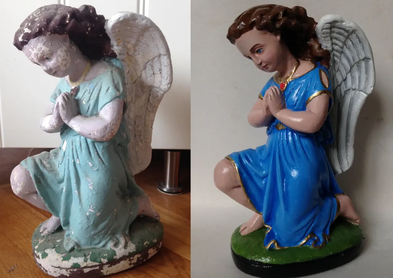 Naprawa pękniętej figurki gipsowej