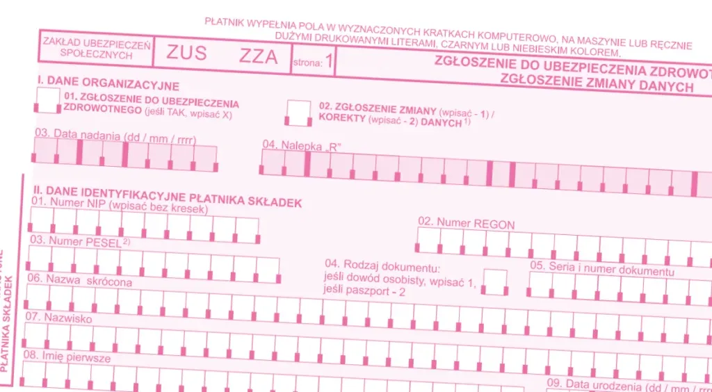 Formularze ZUS ZUA i ZUS ZZA