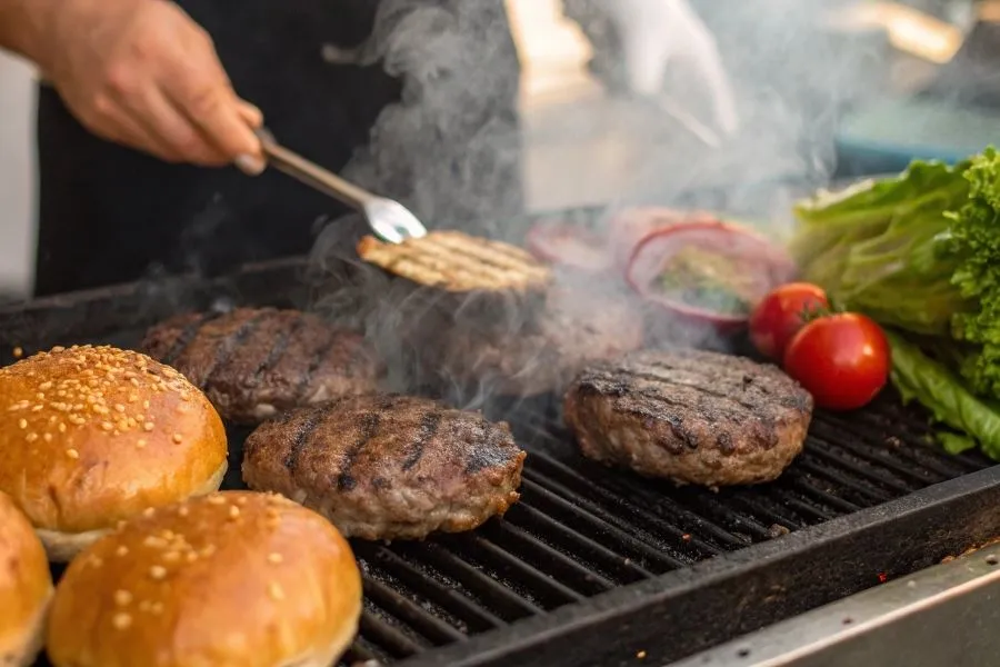 formowanie kotleta wołowego z wgłębieniem na burgera