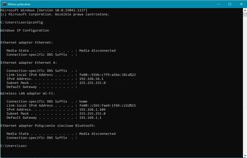 Wiersz polecenia CMD komendy sieciowe ipconfig netsh
