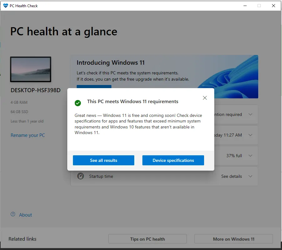 Aplikacja PC Health Check Windows 11 sprawdzanie zgodności