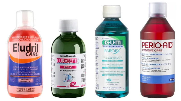 r&oacute;żne rodzaje płyn&oacute;w do płukania ust
