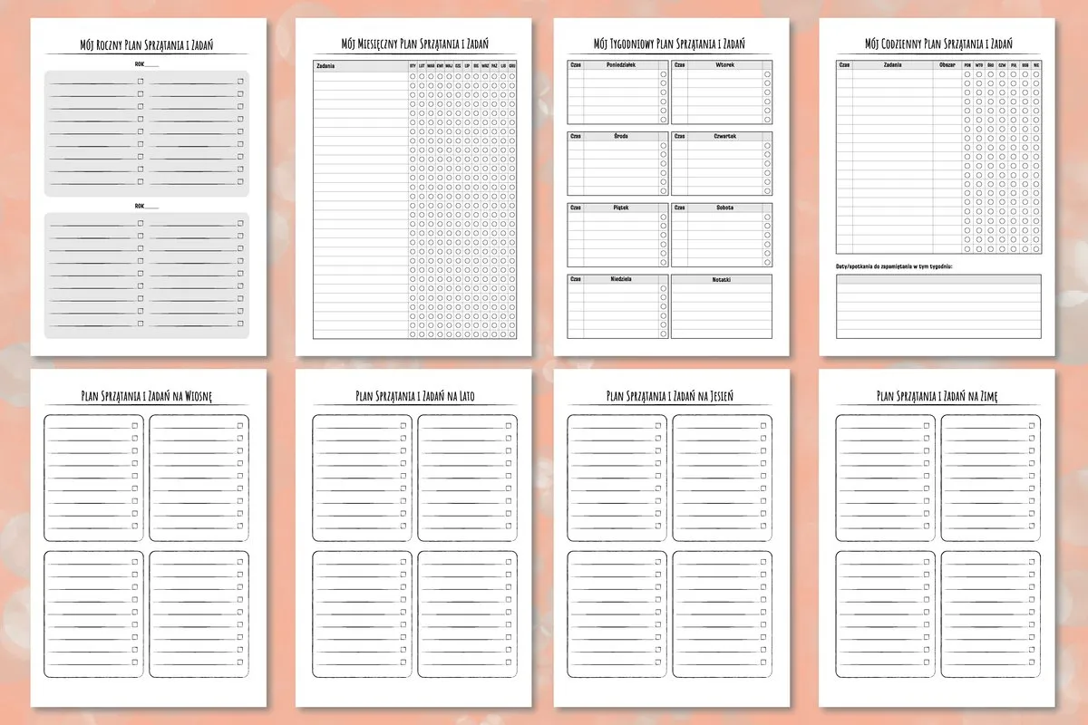plan sprzątania mieszkania checklisty