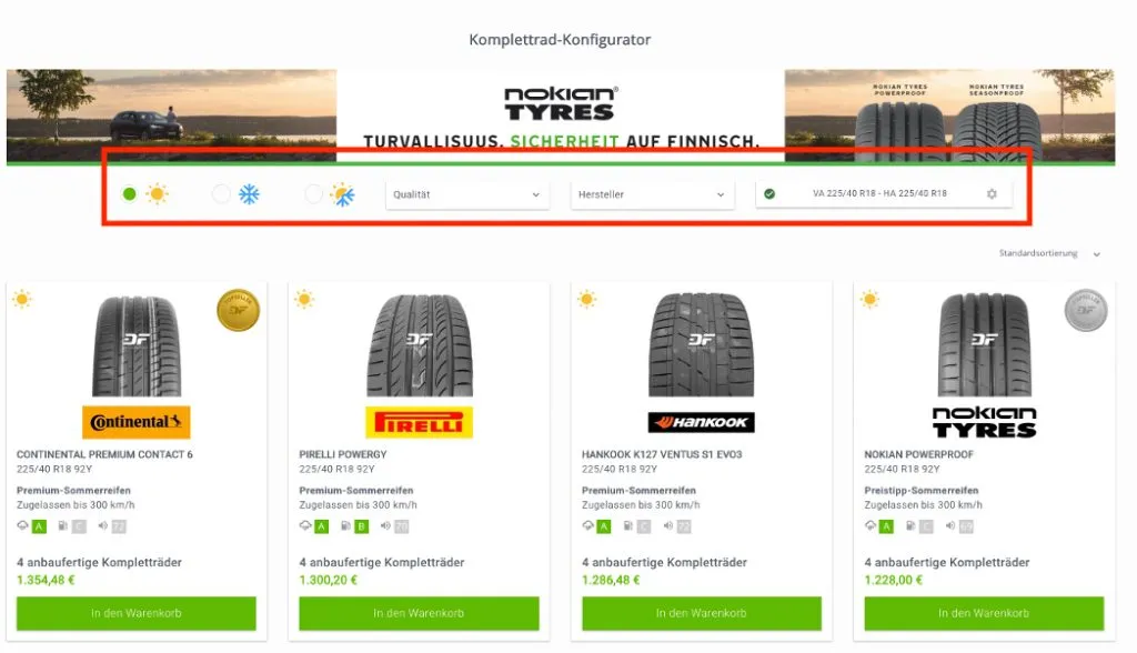 Auswahl Reifenmarken