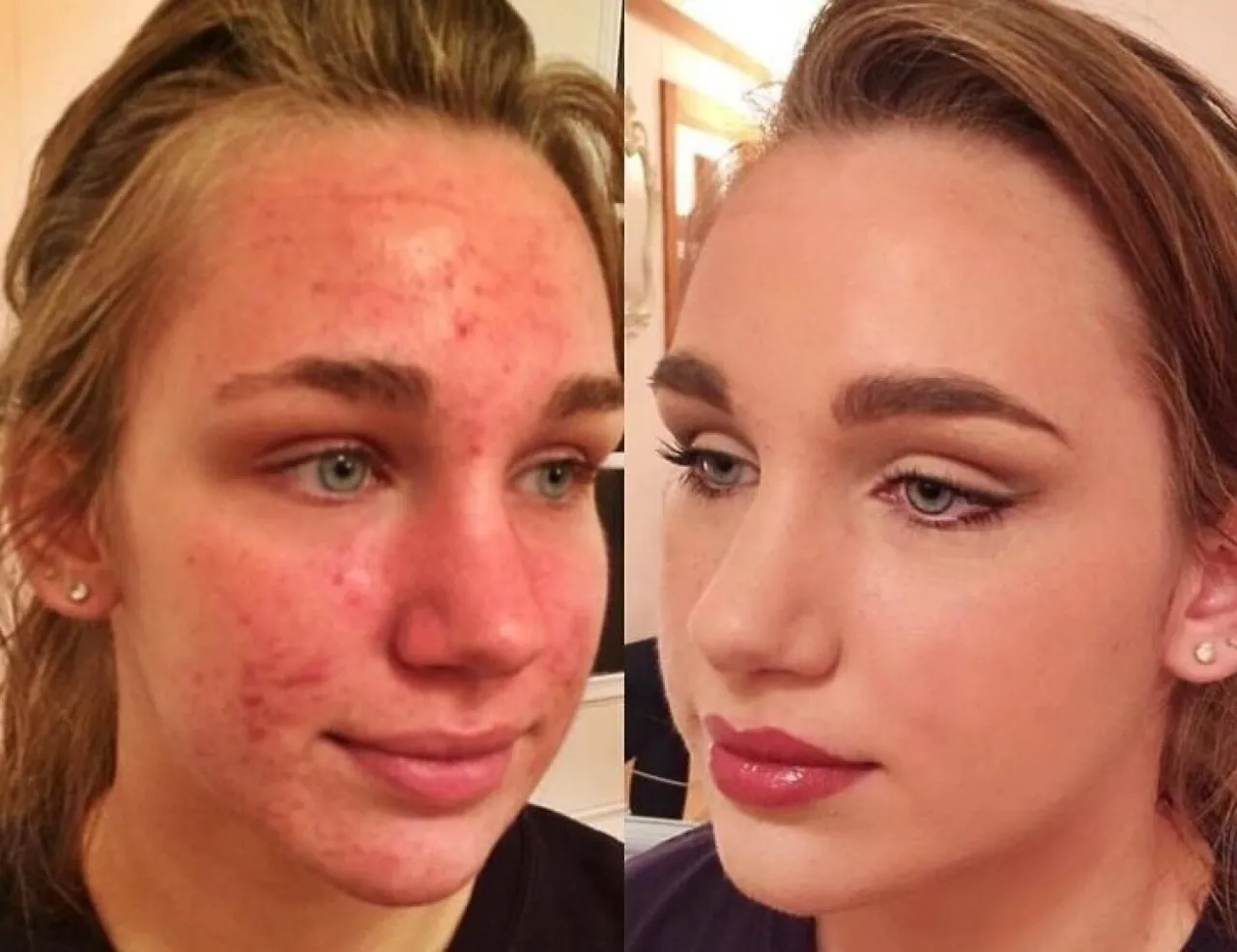 Przed i po użyciu podkładu kryjącego