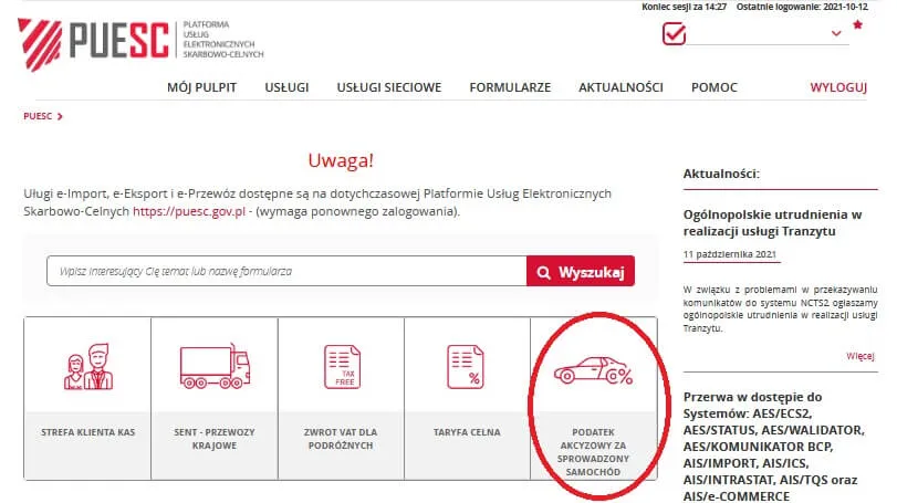 Akcyza samochód zagranica pojemność silnika
