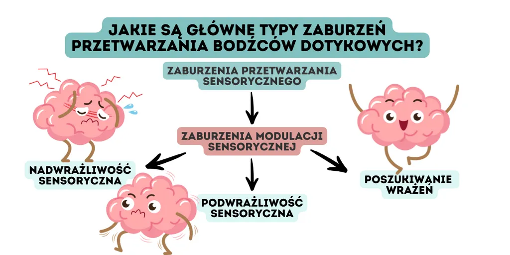 dziecko reagujące na bodźce sensoryczne, zmysły u dzieci infografika
