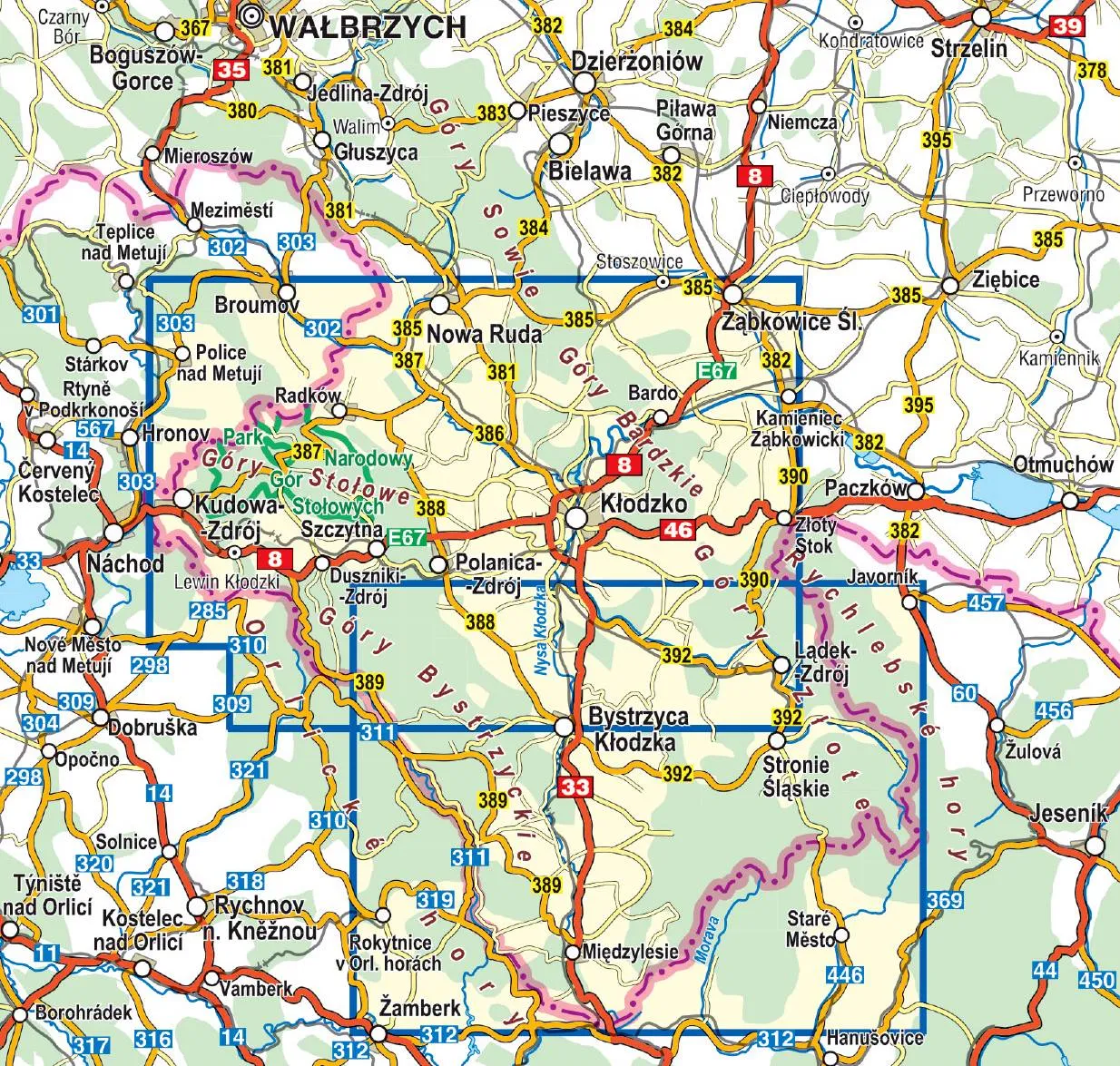 Mapa turystyczna Ziemi Kłodzkiej