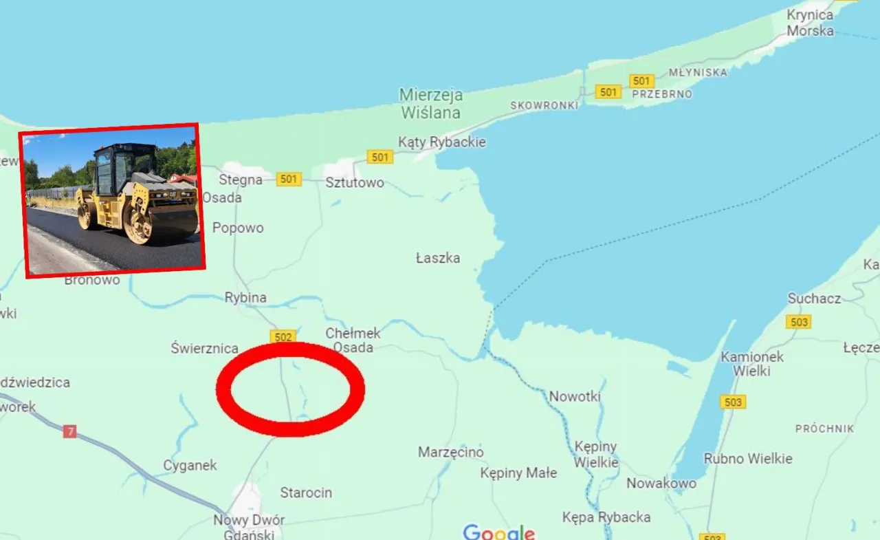 Mapa dojazdu z Bydgoszczy nad morze, Mierzeja Wiślana, Tr&oacute;jmiasto