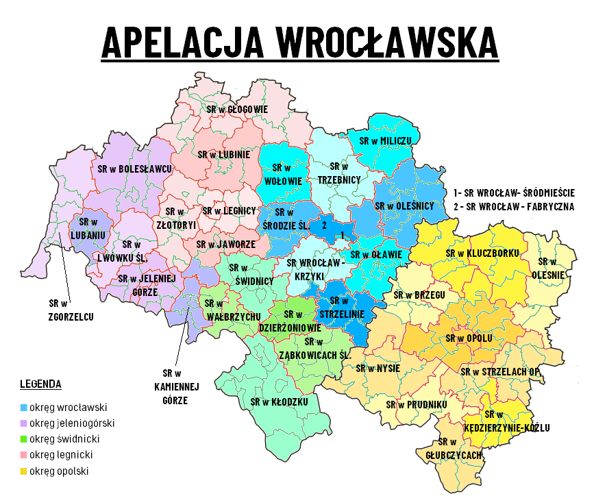Mapa sądów pracy Wrocław