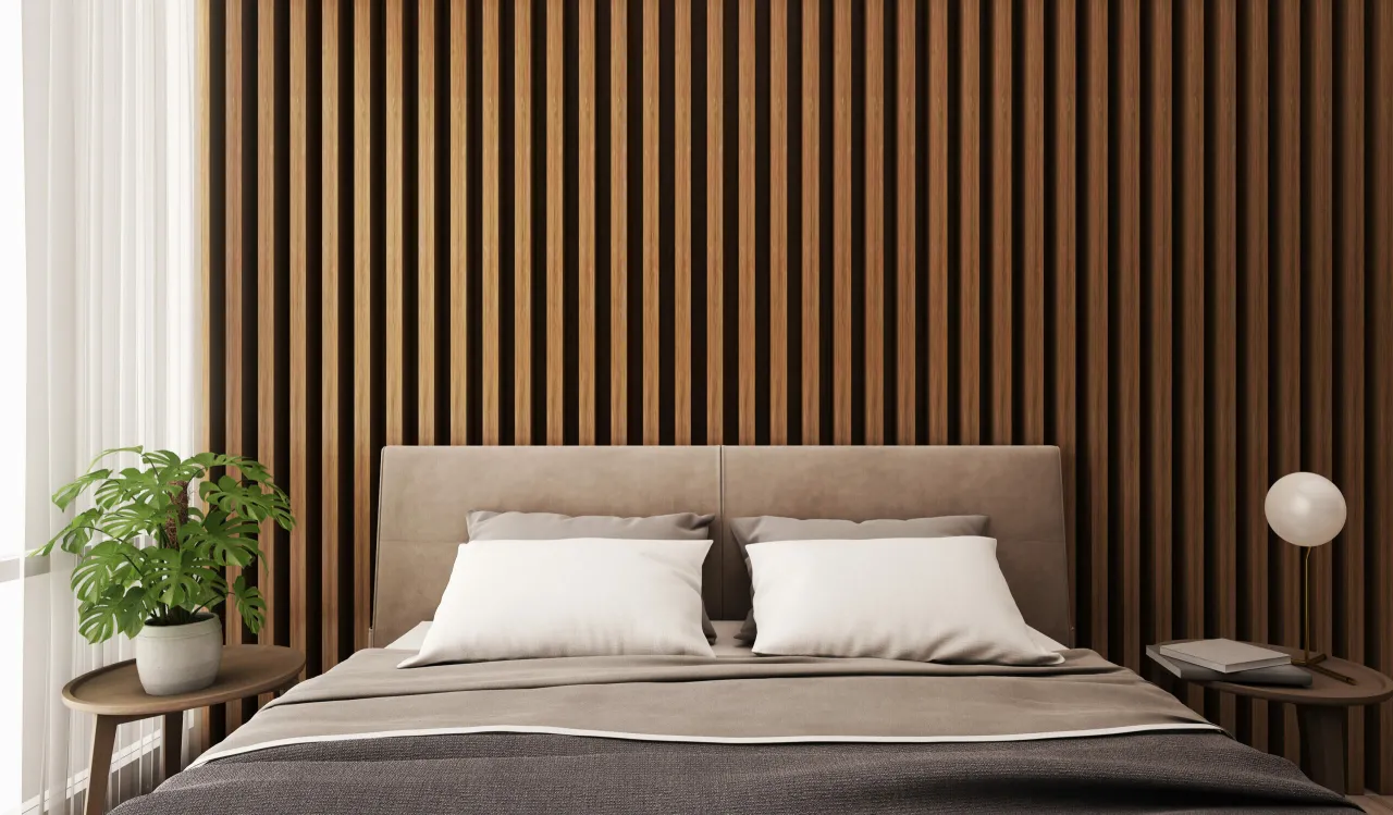 Lamele ścienne za łóżkiem w sypialni
