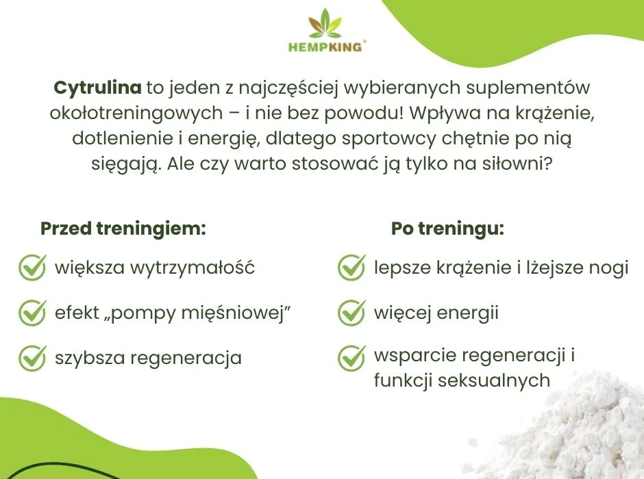dawkowanie cytruliny przed treningiem infografika