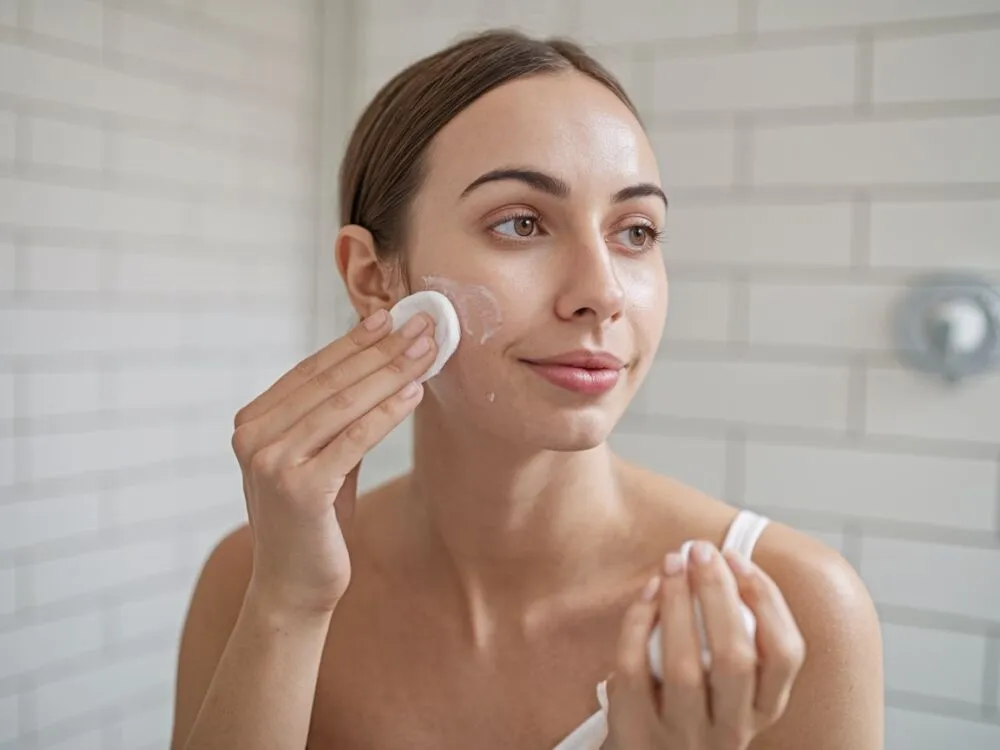 aplikacja toniku na twarz wacikiem