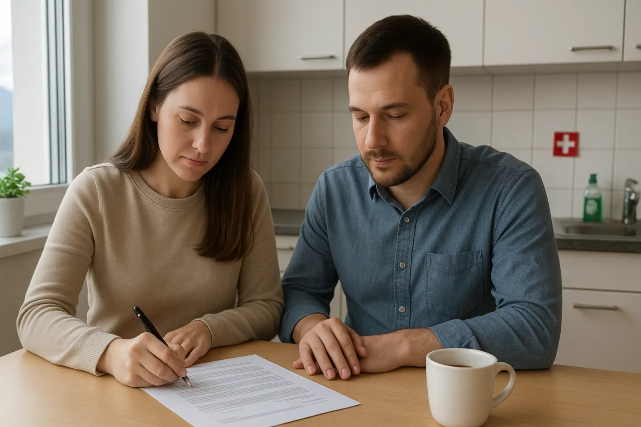 rodzice podpisujący dokumenty w urzędzie