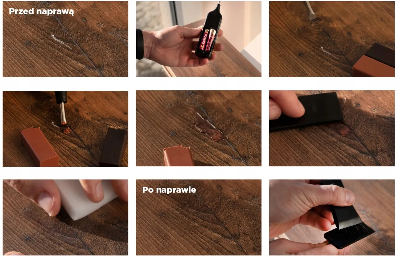 zestaw naprawczy wosk do blatu laminowanego instrukcja