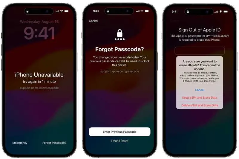 iPhone wymaż iphone opcja ekran blokady