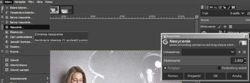 GIMP interfejs łączenie zdjęć warstwy