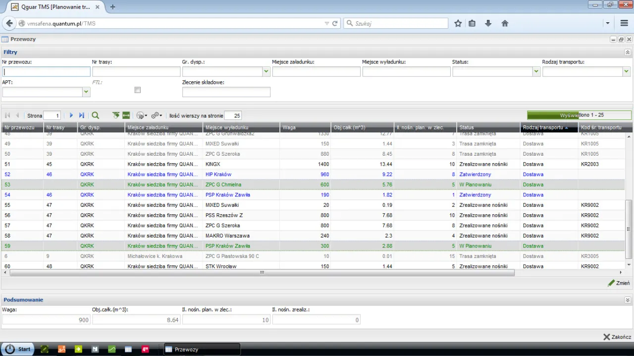 system TMS interfejs