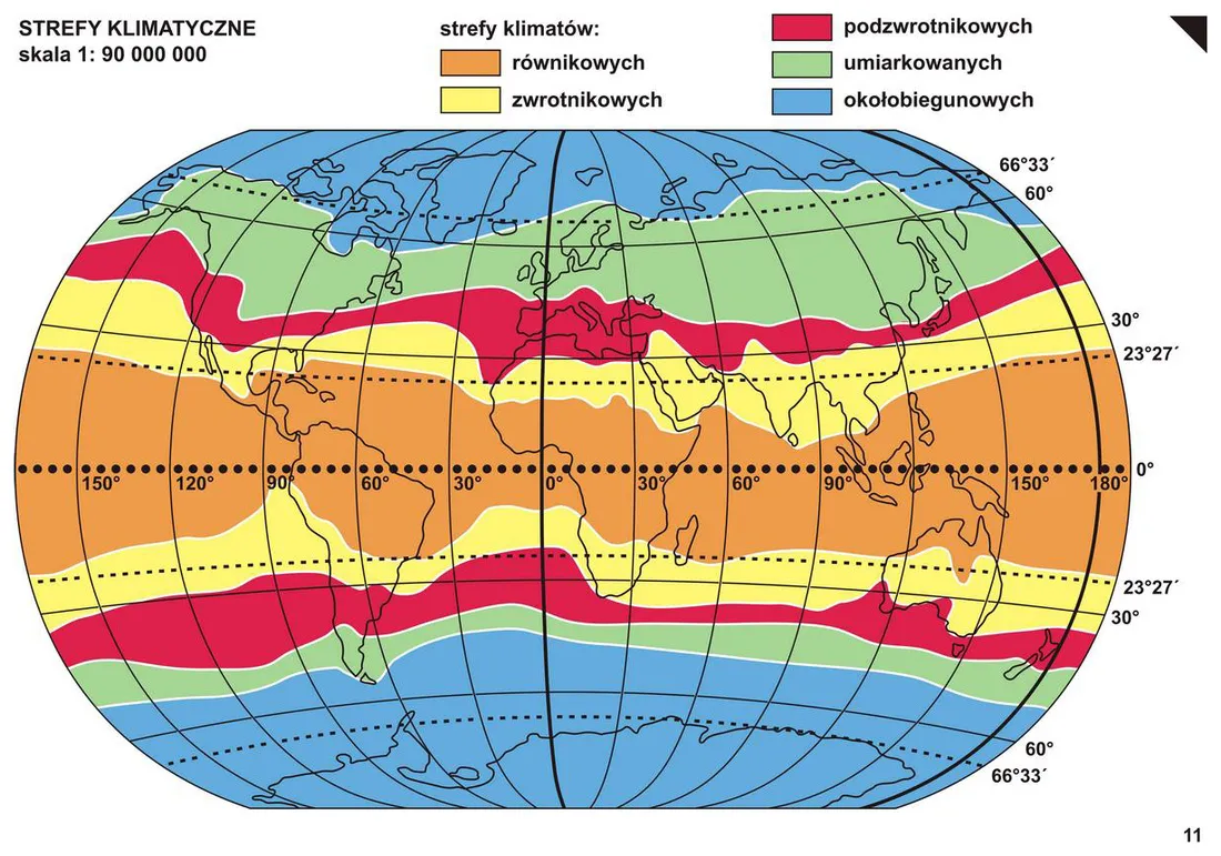 Mapa świata strefy klimatu morskiego