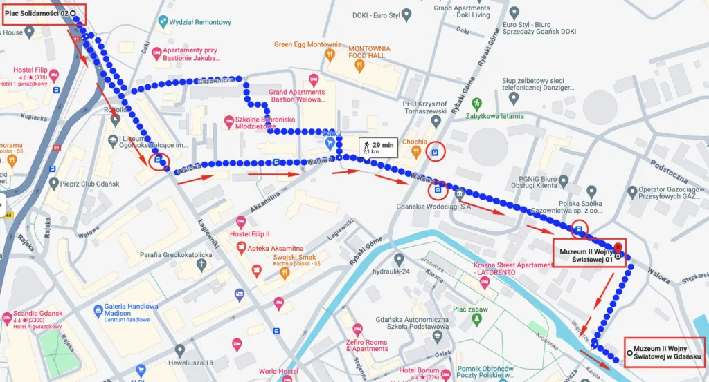 Mapa parking&oacute;w Muzeum II Wojny Światowej Gdańsk
