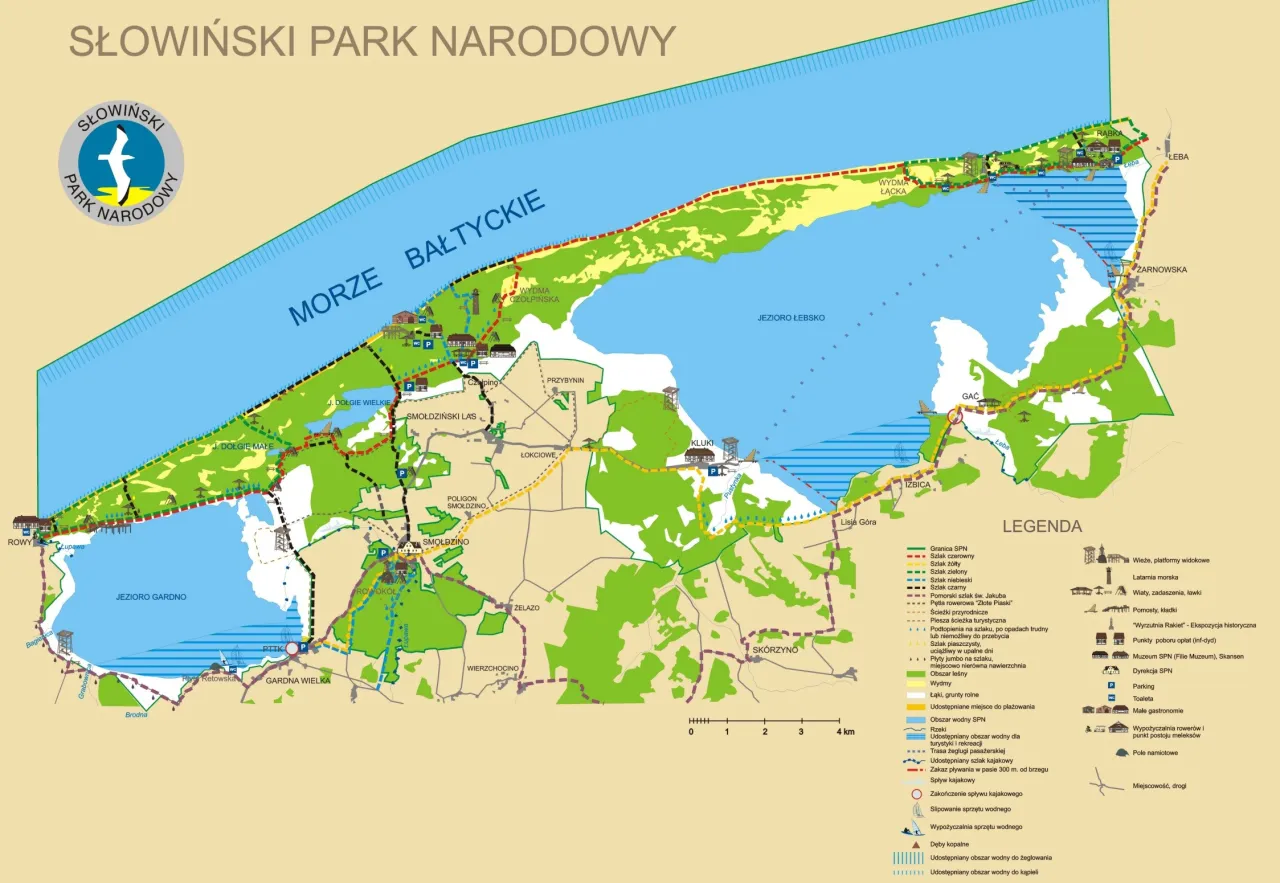 Łeba mapa położenie Słowiński Park Narodowy jeziora
