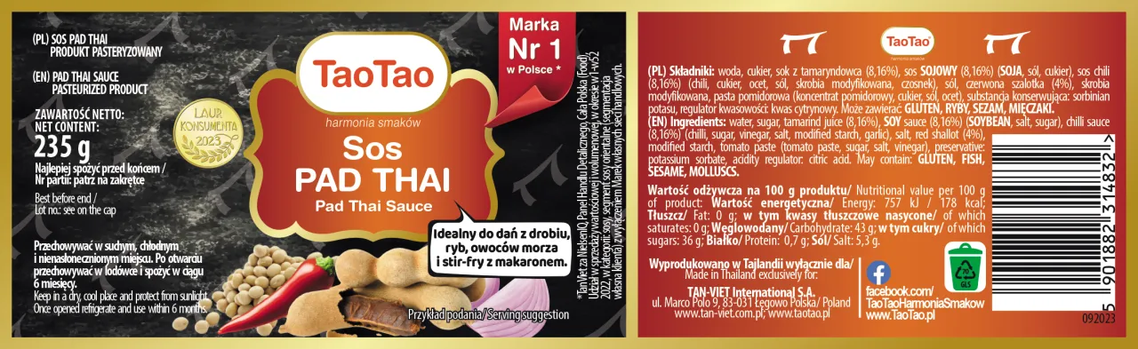 skład sosu Pad Thai etykieta